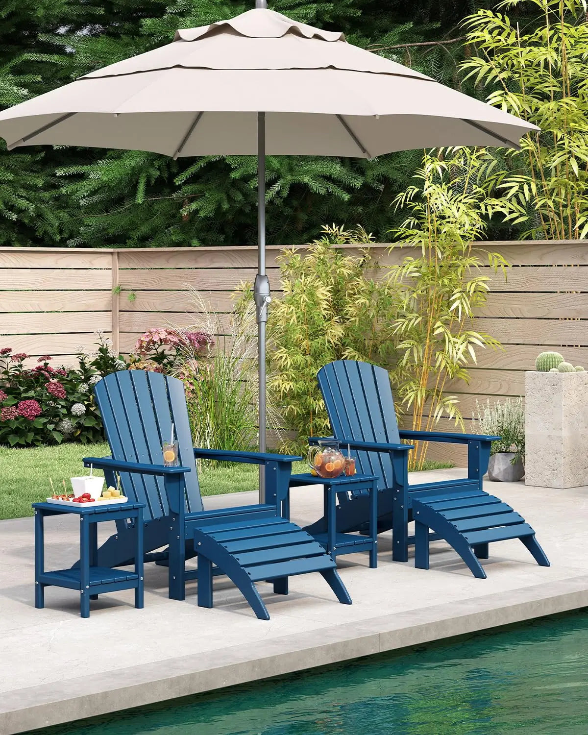 Oversized HDPE Fire Pit Chairs Set Weather Resistant Outdoor Poolside Campfire Custom
