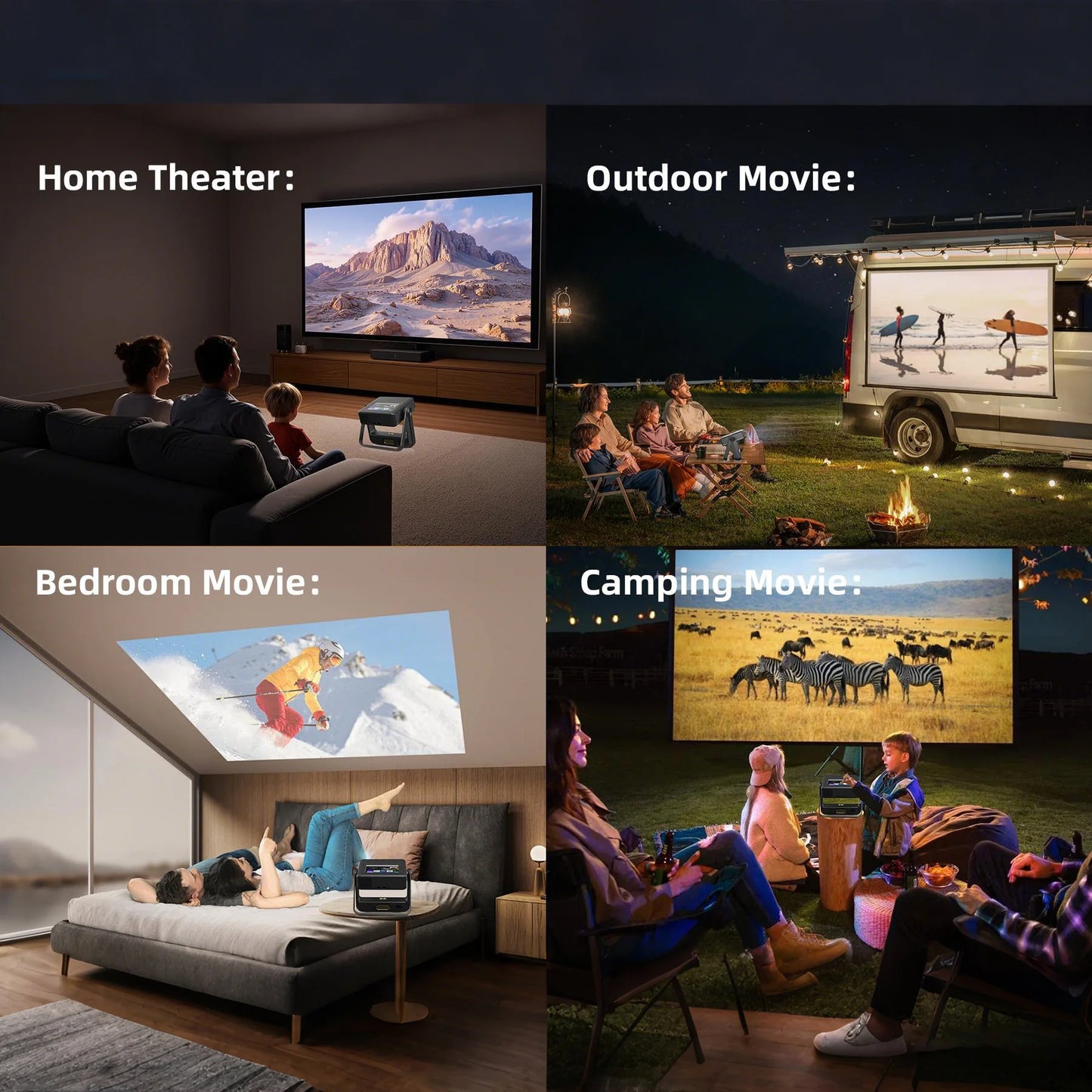 XBJ A5Pro 1080p Smart Projector With Screen Wifi6 BT5.2 Auto Focus Portable Projector 4k Home Cinema Indoor Outdoor