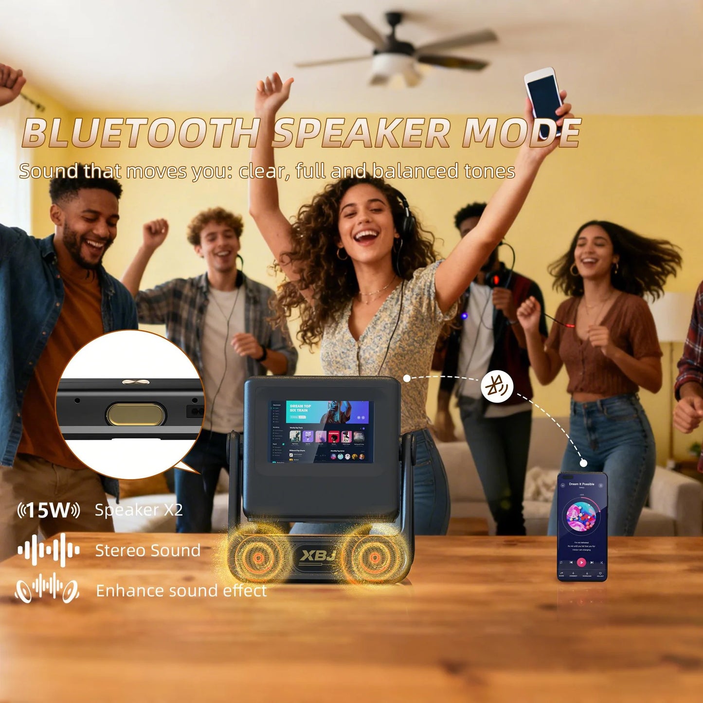 XBJ A5Pro 1080p Smart Projector With Screen Wifi6 BT5.2 Auto Focus Portable Projector 4k Home Cinema Indoor Outdoor