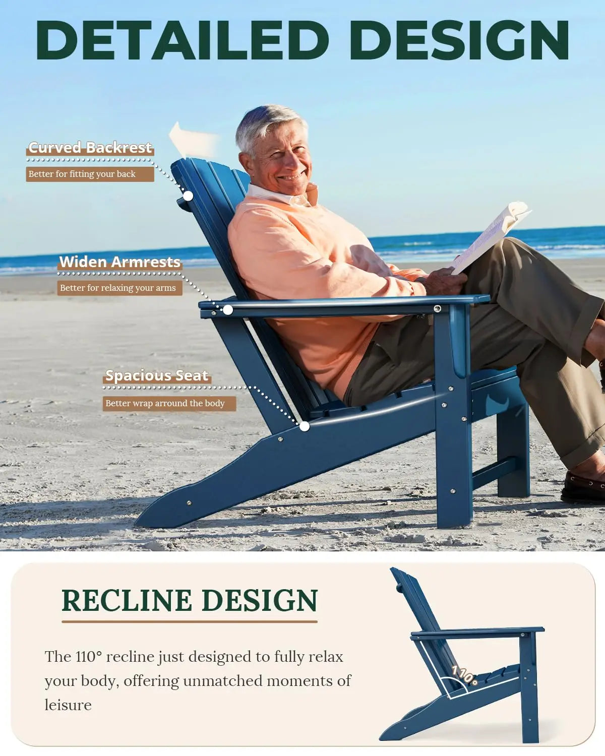 Oversized HDPE Fire Pit Chairs Set Weather Resistant Outdoor Poolside Campfire Custom