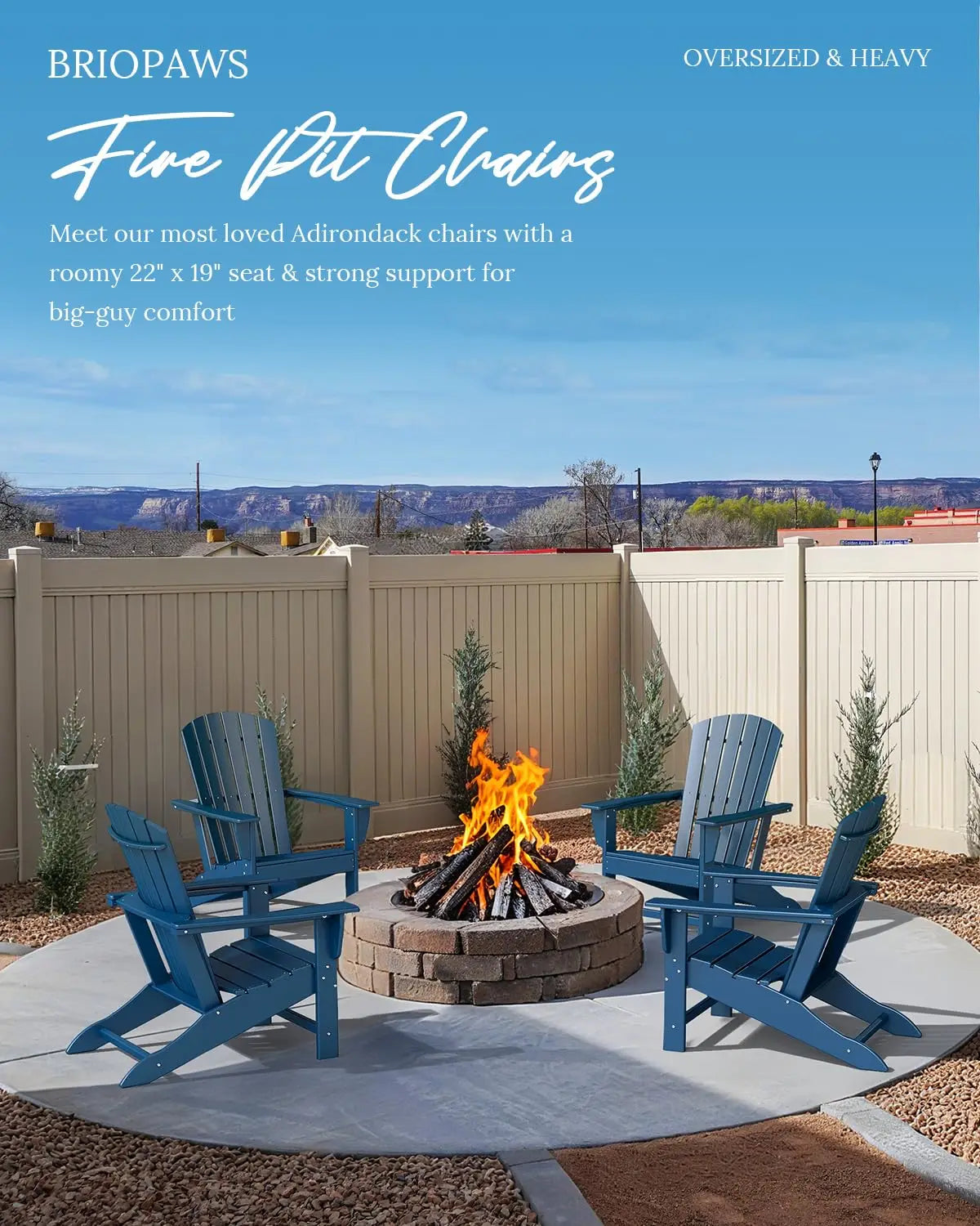 Oversized HDPE Fire Pit Chairs Set Weather Resistant Outdoor Poolside Campfire Custom