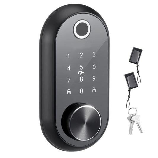 SucceBuy Fingerprint Door Lock Electronic Biometric Deadbolt with Touchscreen Auto Locking Anti-Peeking Password for Apartment