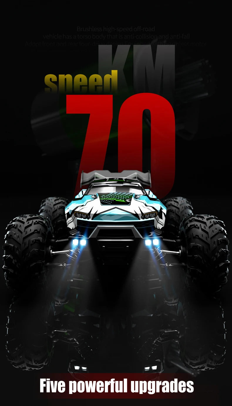 Wltoys Q117 1/16 RC Car 4WD Remote Control Car LED Headlights Brushless 70KM/H 2.4G High Speed Off-Road Drift Toys for Children